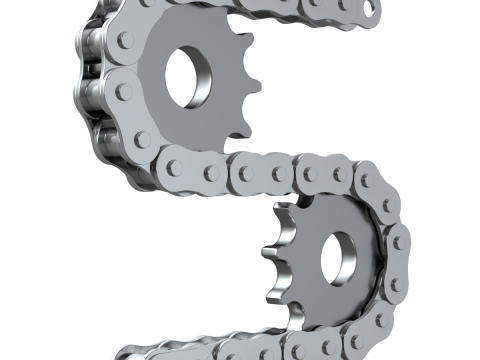 Editable roller chain without deformation along the curve 3D Модель
