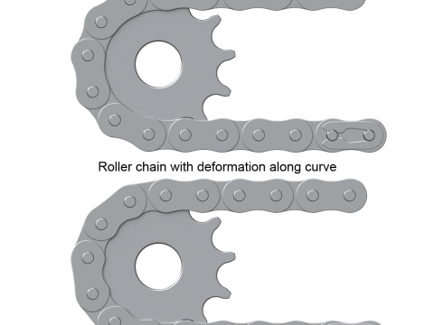 Editable roller chain without deformation along the curve 3D Модель