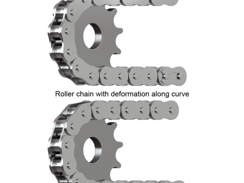 Editable roller chain without deformation along the curve 3D Модель