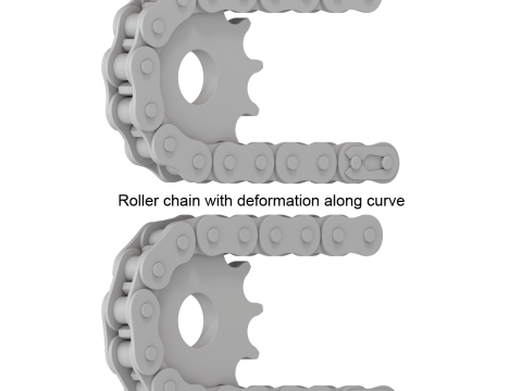 Editable roller chain without deformation along the curve 3D Модель
