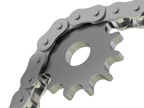 Editable roller chain without deformation along the curve 3D Модель