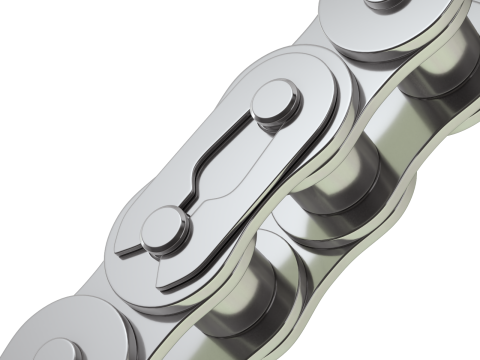 Editable roller chain without deformation along the curve 3D Модель