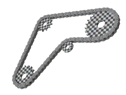 Editable roller chain without deformation along the curve 3D Модель