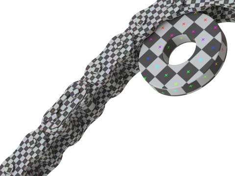 Editable roller chain without deformation along the curve 3D Модель