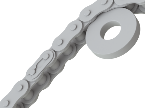 Editable roller chain without deformation along the curve 3D Модель