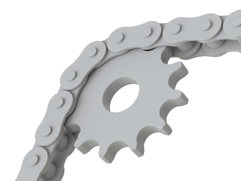 Editable roller chain without deformation along the curve 3D Модель