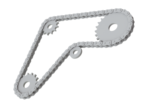 Editable roller chain without deformation along the curve 3D Модель