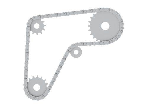 Editable roller chain without deformation along the curve 3D Модель