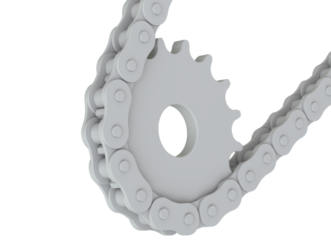 Editable roller chain without deformation along the curve 3D Модель