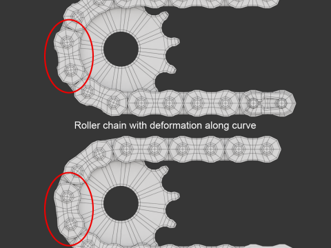 Editable roller chain without deformation along the curve 3D Модель