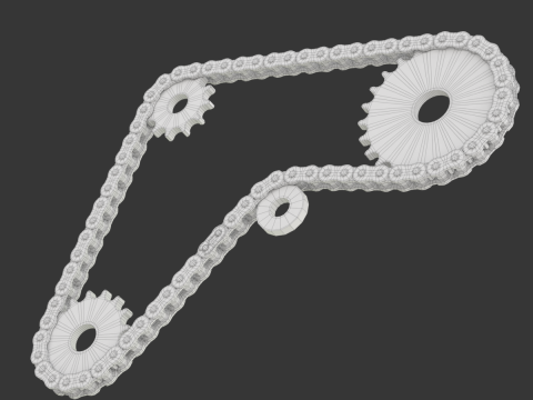 Editable roller chain without deformation along the curve 3D Модель