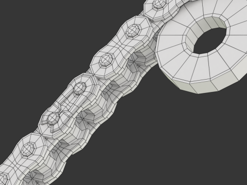Editable roller chain without deformation along the curve 3D Модель