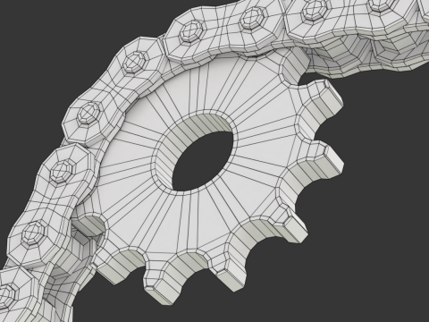 Editable roller chain without deformation along the curve 3D Модель