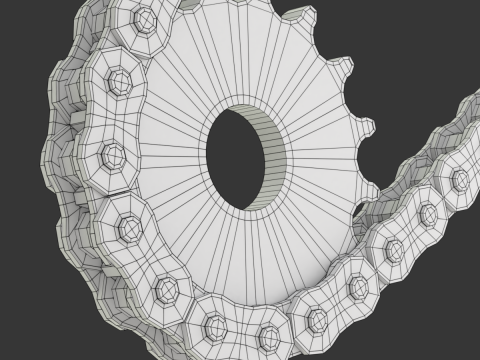 Editable roller chain without deformation along the curve 3D Модель