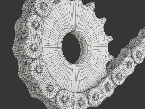 Editable roller chain without deformation along the curve 3D Модель