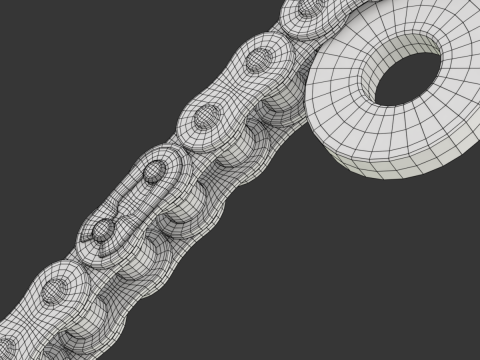 Editable roller chain without deformation along the curve 3D Модель
