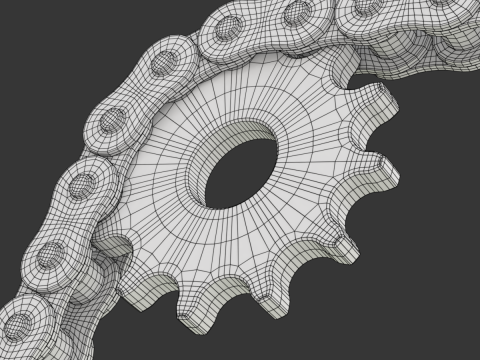 Editable roller chain without deformation along the curve 3D Модель