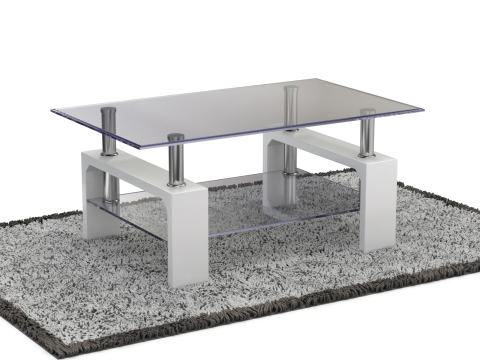 Glass Coffee Table Model-3 with Carpet Modelo 3D