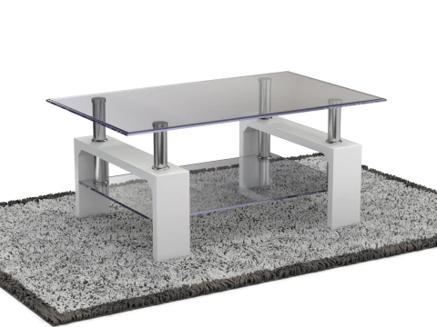 Meja Kopi Kaca Model-3 dengan Karpet Model 3D