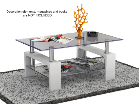 Glass Coffee Table Model-3 with Carpet 3D Model
