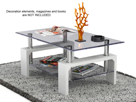 Glass Coffee Table Model-3 with Carpet 3D Model