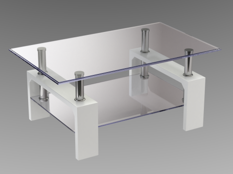 Glass Coffee Table Model-3 with Carpet 3D मॉडल