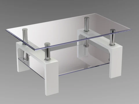 Glass Coffee Table Model-3 with Carpet 3D Model