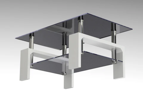 Glass Coffee Table Model-3 with Carpet 3D Model