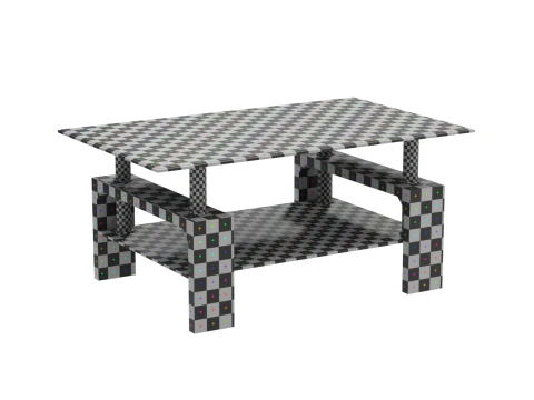 Glass Coffee Table Model-3 with Carpet 3D Model