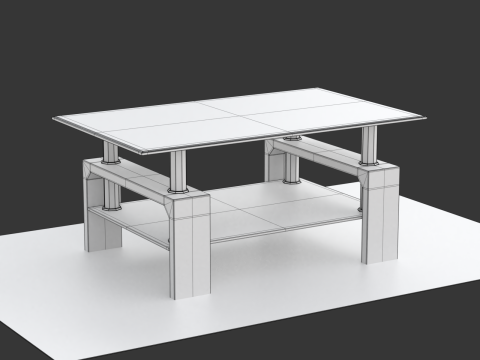 Glass Coffee Table Model-3 with Carpet 3D मॉडल