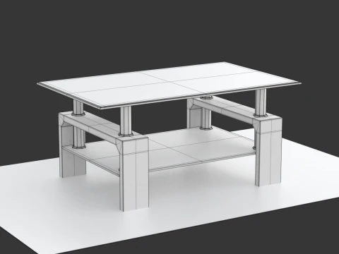 Glass Coffee Table Model-3 with Carpet 3D Model