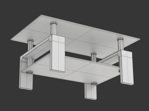 Glass Coffee Table Model-3 with Carpet 3D Model