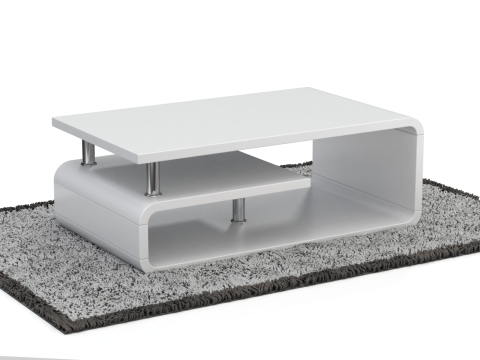 Rounded Coffee Table Model-5 with Carpet Modelo 3D