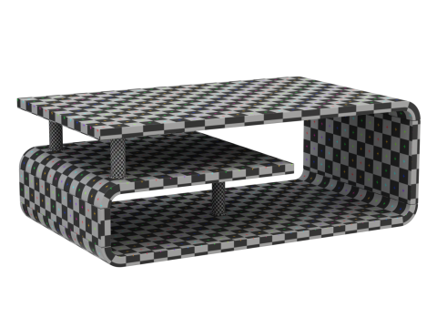 Rounded Coffee Table Model-5 with Carpet 3D Модель