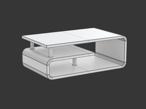 Rounded Coffee Table Model-5 with Carpet 3D Модель