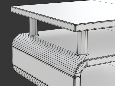 Rounded Coffee Table Model-5 with Carpet 3D Модель