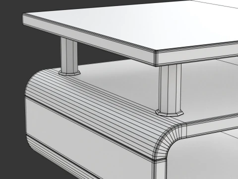 Rounded Coffee Table Model-5 with Carpet 3D Model