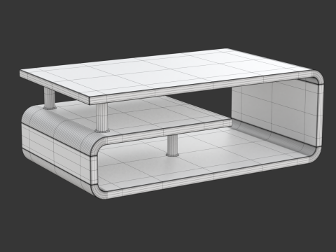 Rounded Coffee Table Model-5 with Carpet 3D Модель