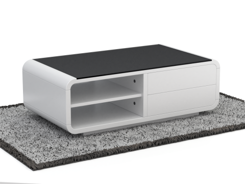 Rounded Coffee Table Model-6 with Carpet Modelo 3D