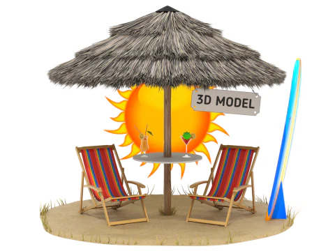 Beach Scene 3D Model