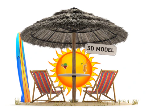 Beach Scene 3D Model