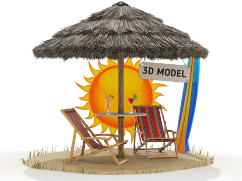 Beach Scene 3D Model