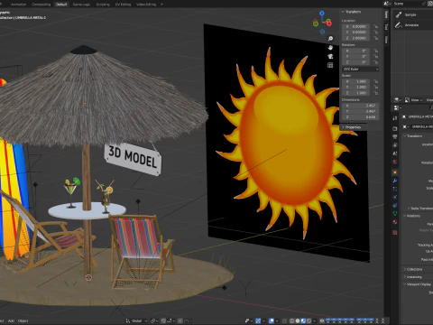 Beach Scene 3D Model