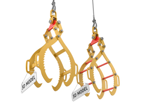 Rigged Log Lifting Tongs 3D Model
