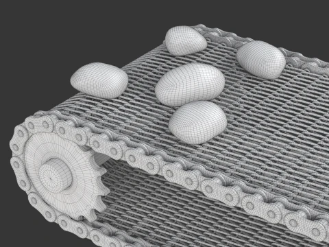 Editable Animated Wire Mesh Belt 3D Model