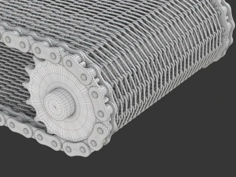 Editable Animated Wire Mesh Belt 3D Model
