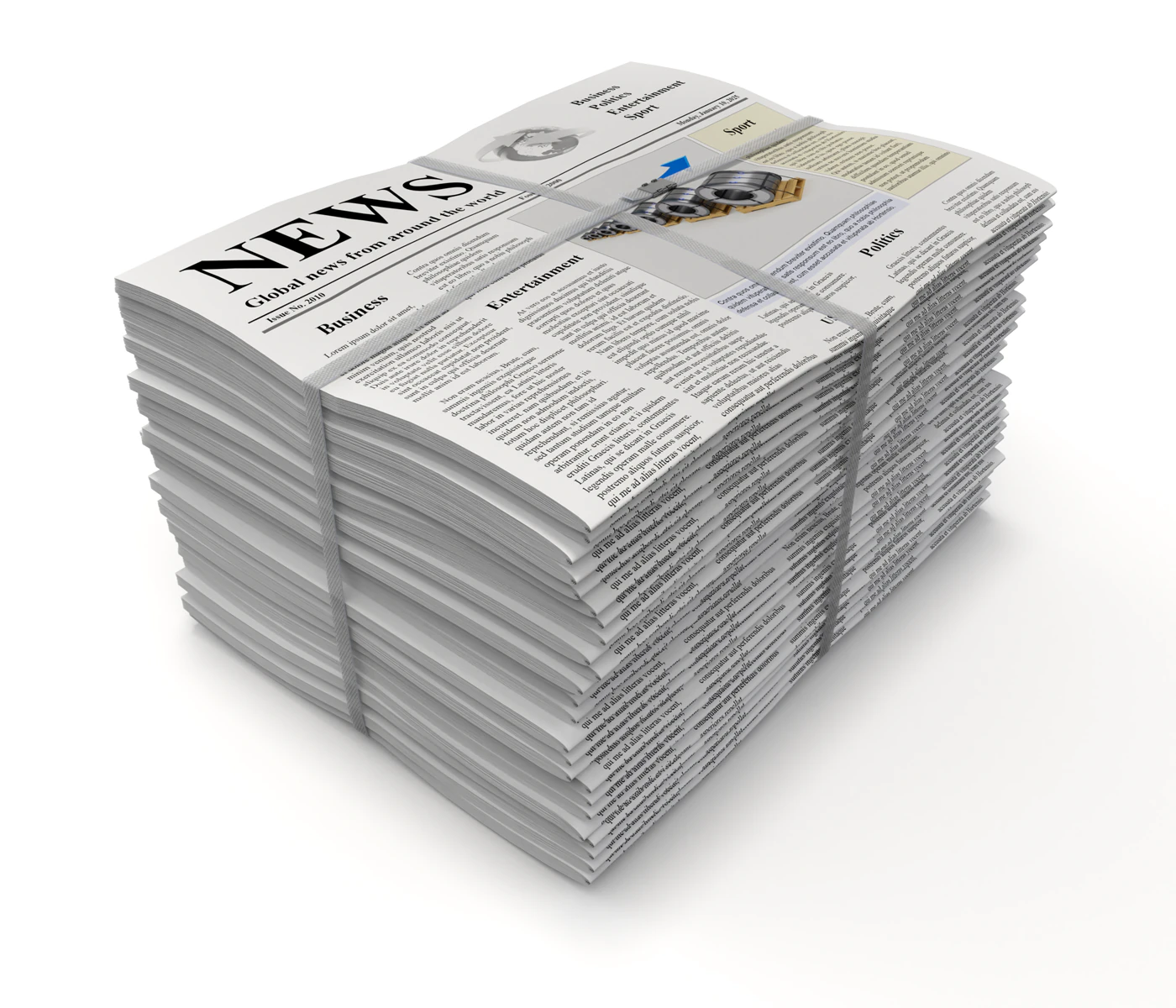 Folded Newspapers Stack 3D Model .c4d .max .obj .3ds .fbx .stl .blend 