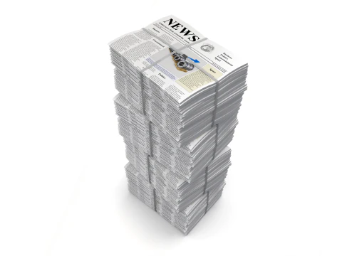 Folded Newspapers Stack 3D Model