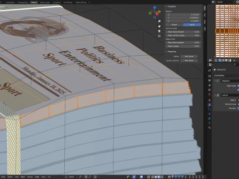 Folded Newspapers Stack 3D Model