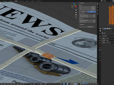 Folded Newspapers Stack 3D Model